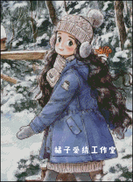 Berry Orange Love Embroidered exclusive custom DMC Cross embroidered kit photo series-winter clothing