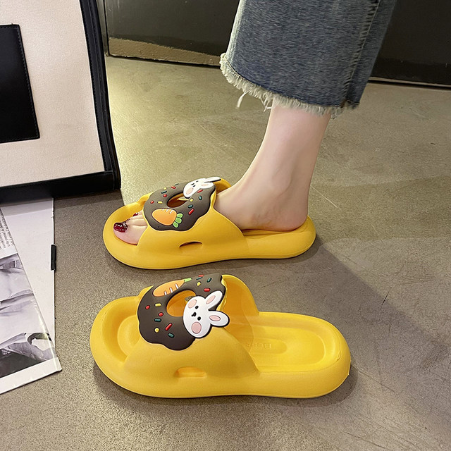 2024 Summer New Cute Rabbit Slippers Women's Indoor Home Can be Weared Outside Soft Soled Soft Soled Bathroom Sandals Anti-Slip