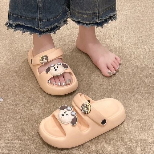 Мультяшные летние сандалии, модная обувь, нескользящие милые пляжные слайдеры на платформе, тапочки, городской стиль