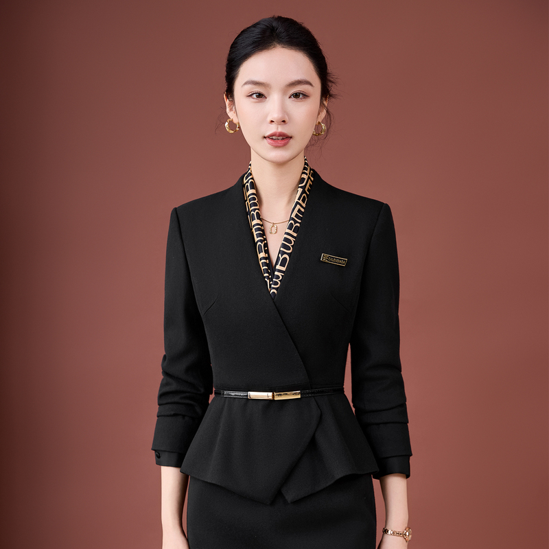 Black Suit Set, Feminine Business Attire, Autumn and Winter Beautician Work Clothes, Beauty Salon Work Clothes, Hotel Front Desk Work Clothes Black Suit Set, Feminine Business Attire, Autumn and Winter Beautician Work Clothes, Beauty Salon Work Clothes, Hotel Front Desk Work Clothes