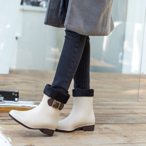 Day Series Fashion Rain Shoes Woman Autumn Non-slip Low Help Water Shoes Water Boots Short Barrel Rain Boots Carwash Plus Suede Kitchen Shoes Glue Shoe Tide
