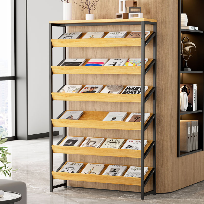 Newspaper Racks Press Shelves Bookshelves Steel Wood Information Shelf Floor Newspaper Shelf Magazine Containing Shelf Propaganda Display Shelf-Taobao