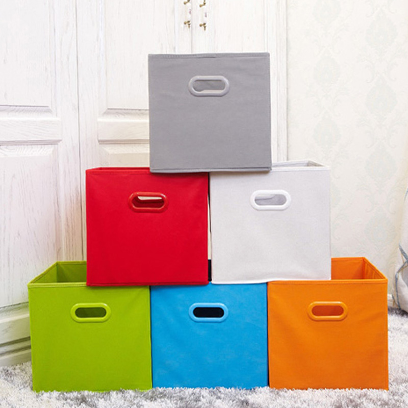 Solid color storage box non-woven cover finishing box fabric folding household books clothing cabinet drawer storage box