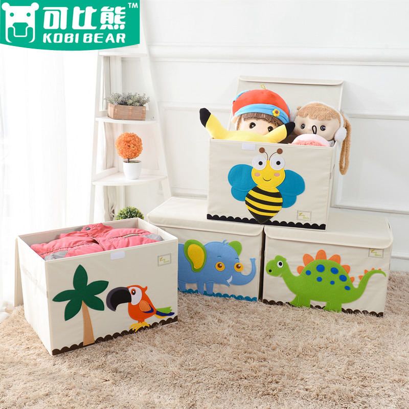 Children's toy storage box Environmental protection large cartoon with lid storage box finishing box Baby clothing storage box Fabric