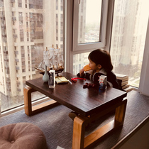 Net red solid wood foldable window table tatami tea table Kang table small coffee table Japanese small ground table Short foot table tea table
