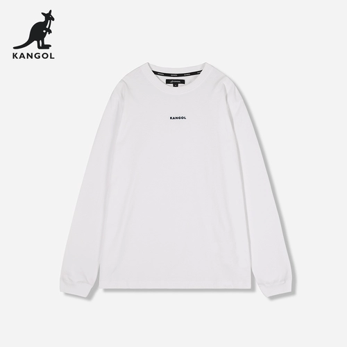 KANGOL Белый осенний длинный хлопковый лонгслив для влюбленных, коллекция 2023, свободный крой, средней длины
