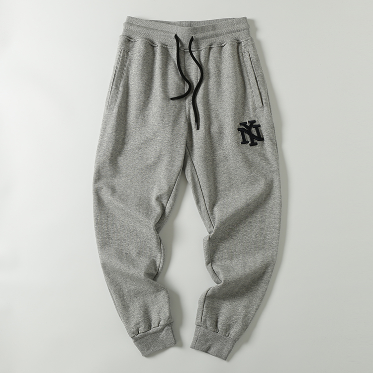 Export Factory Surplus Sports Casual Pants, Terry Cotton, Cuffed Joggers, Versatile Heavy Embroidery Sweatpants for Men
