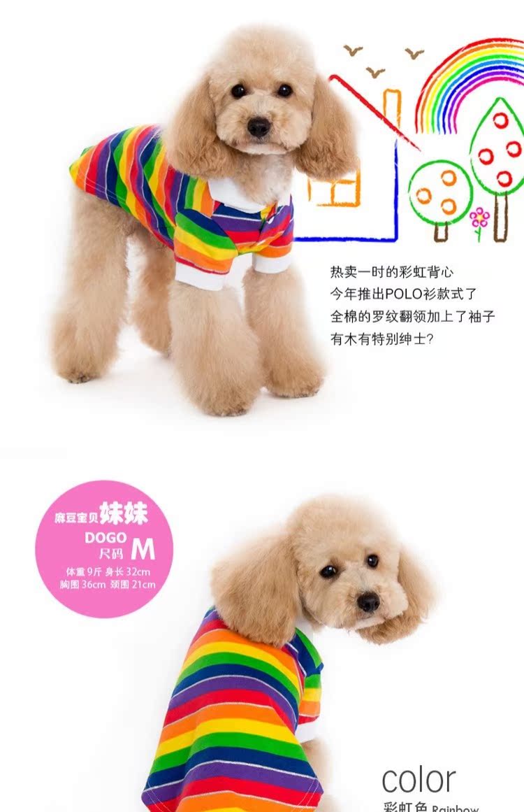 Mùa hè 2016 DOGO sẽ cầu vồng cho chó áo sơ mi POLO - Quần áo & phụ kiện thú cưng áo múa lân cho chó