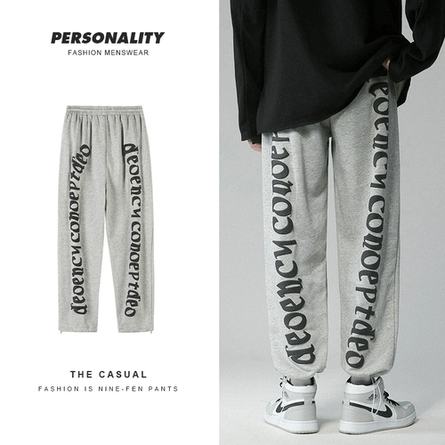 Мужские демисезонные осенние трендовые универсальные штаны, на шнурках