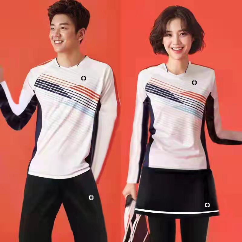 Autumn and winter long sleeves badminton suit speed dry blouse for men and women suits sportswear table tennis clothes volleyball clothes custom printed word-Taobao