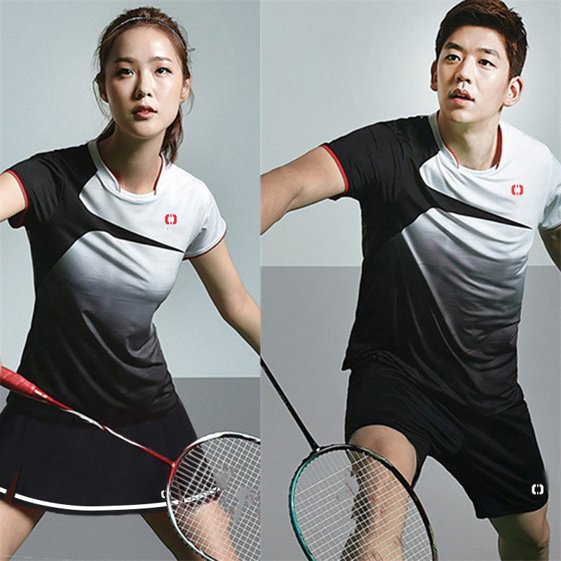 Large size short-sleeved loose badminton suit suit women and men play ping-pong tennis suit gas volleyball suit sports uniform customization