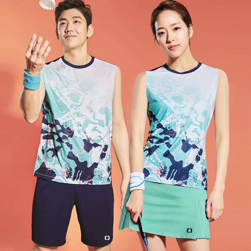 Sleeveless badminton suit Men's and women's vest sports suit large size table tennis tennis sleeveless volleyball new team uniform custom