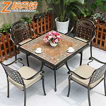 Outdoor table and chair courtyard combination three-five-piece cast aluminum Leisure outdoor balcony garden wrought iron barbecue table and chair