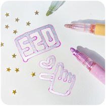 Net Red Fluorescent Pen Suit Diy Double Wire Pen Contour Pen Shake Sound Flash Note Pen Color Cute Hand Ledger Pen