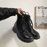 Martens, черный костюм, трендовые универсальные водонепроницаемые ботинки для школьников на платформе для кожаной обуви, в корейском стиле
