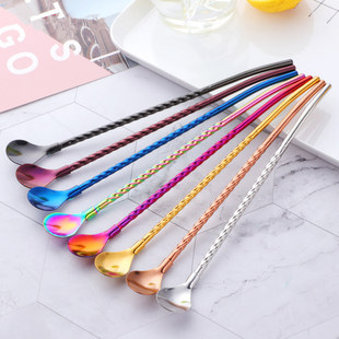 Трубочка из нержавеющей стали, коктейльная красочная кофейная палочка для смешивания