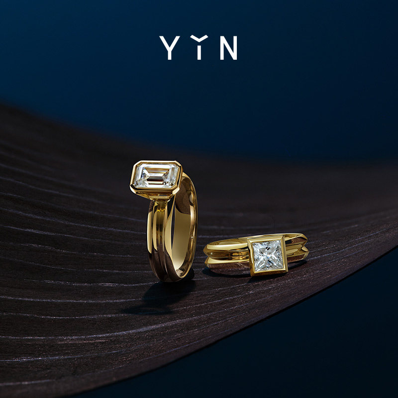 YIN隐「屹」系列山棱公主方钻戒💍:18K金婚戒对戒,爱情永恒的见证! -手饰-淘宝好物网