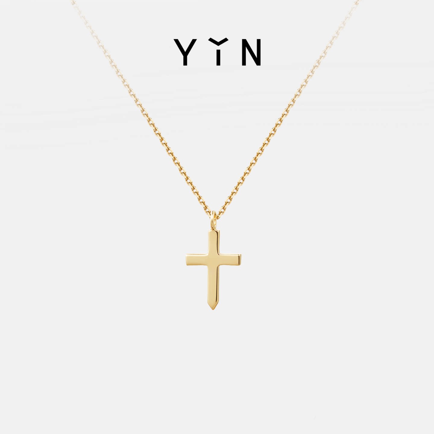 YIN's "Hymn" Series Prayer Amulet Necklace, 18K Gold Cross Clavicle Chain, Luxury Jewelry Gift