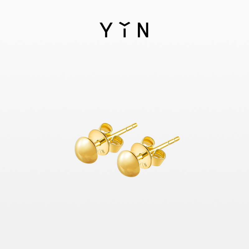 YINシリーズのピンイヤリング18Kゴールドイヤリングシンプルなベーシックスタイルの豆のイヤリング多目的イヤリング