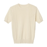 Летняя шелковая короткая футболка с коротким рукавом, тонкий трикотажный свитер, французский стиль, свободный крой, короткий рукав