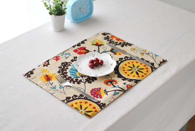 Thái sọc bảng mat bàn ăn vải placemat red blue retro tính năng phong cách dân tộc bữa ăn mat trà mat