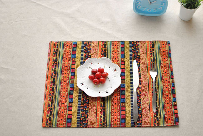 Thái sọc bảng mat bàn ăn vải placemat red blue retro tính năng phong cách dân tộc bữa ăn mat trà mat