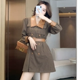 Демисезонное платье, вельветовый корсет, полиуретановый костюм, юбка, изысканный стиль, по фигуре, подходит для подростков