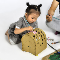 Children toddler painting materials Kindergarten Creative art materials supplies diy handmade paper box house