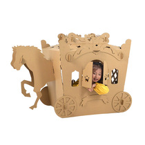 Kindergarten manual work making carton toys Diy materials Coloring cartoon car house stage props