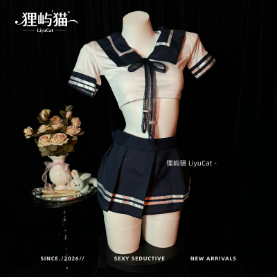 "Liyu Cat 'Skipping Class Senior' Pure Desire Academy Feng Shui Handmade Uniform JK Uniform Cute Mini Skirt pajamas qqny.