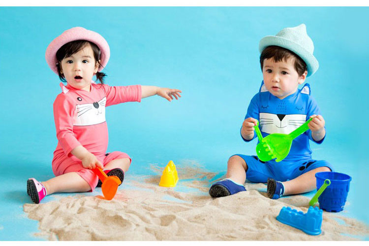 Đồ bơi trẻ em, trẻ sơ sinh, 1-3, trẻ em, áo tắm ấm áp, bé trai, bé trai, bé gái, áo dài tay, nhanh khô, Hàn Quốc đồ bơi dài tay cho bé gái