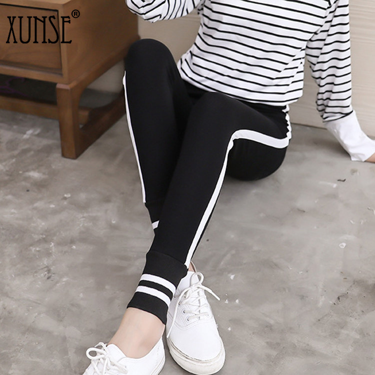 Autumn and winter velvet striped inner pants Women wear cotton thickened warm pants Women slim high waist tight sanitary pants