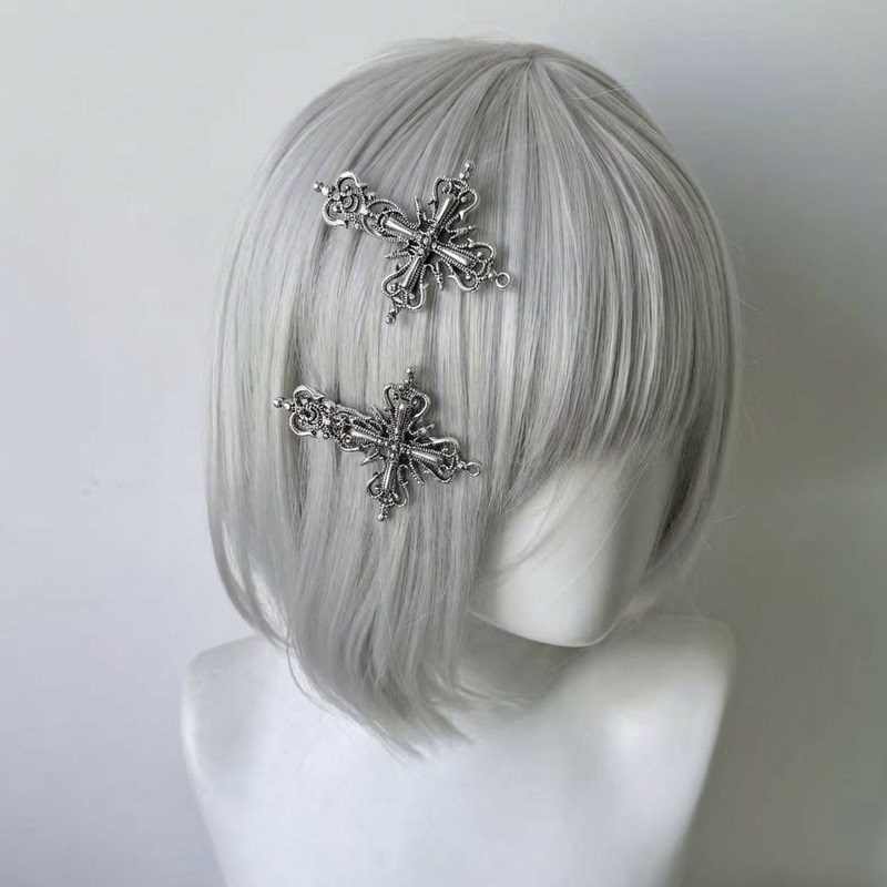 Original Gothic Retro Punk Oversized Cross Hairpin Y2K Hot Girl Hair Accessory Harajuku Subculture Bangs Clip