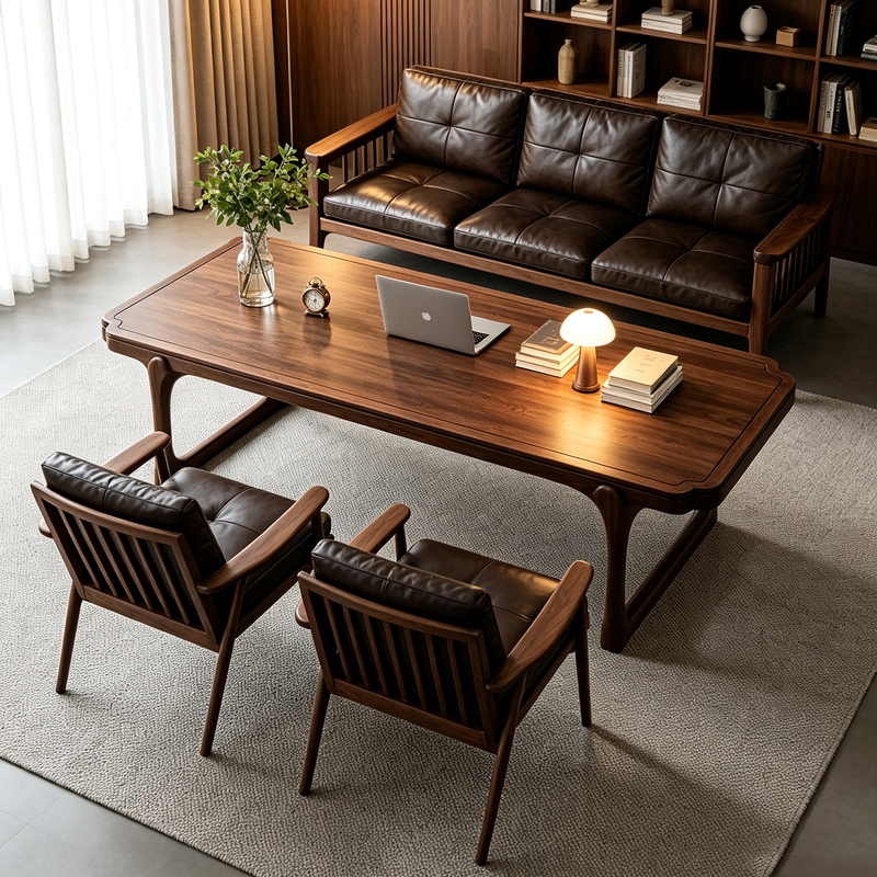 Living Room Large Desk Workbench Home Solid Wood Leisure Area Reading Table Table and Chair Study Desk Office Desk Long Table
