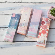 Creative exquisite gift box bookmarks compilation cherry blossom fall hipster literary style Japanese paper bookmarks gift card blessing message card