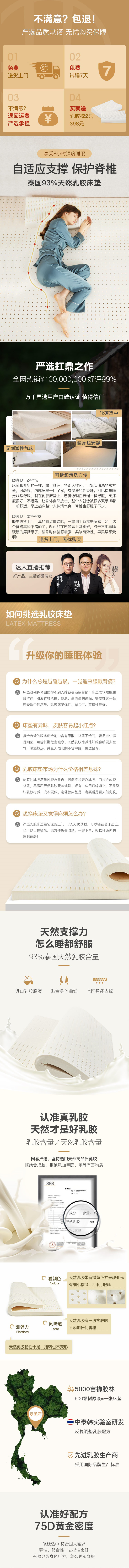 网易严选 93%泰国进口天然乳胶含量 乳胶床垫 3厘米厚 双重优惠折后￥299起包邮 送乳胶枕头1对 5厘米厚￥399起