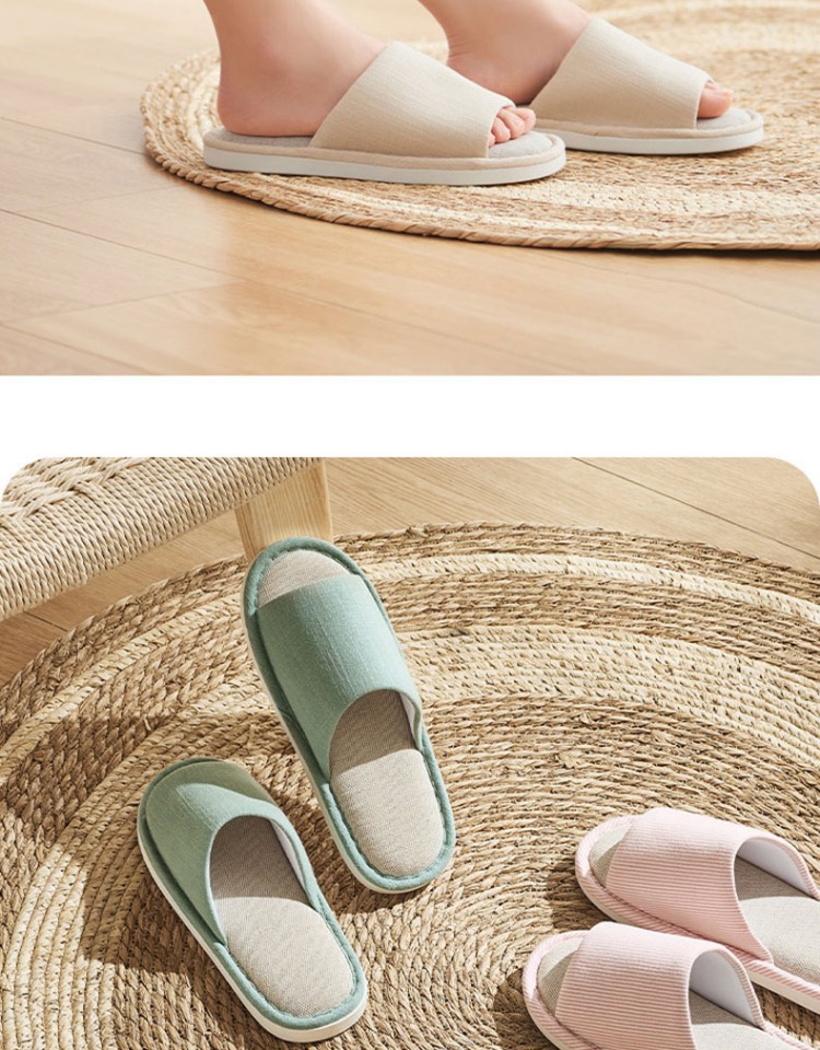 网易严选日式棉麻拖鞋女夏季情侣凉拖室内家居家用居家亚麻拖鞋男