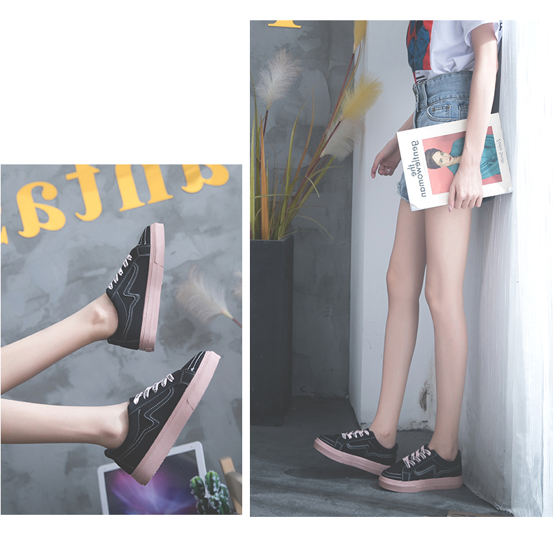 Giày đơn nữ 2018 new giày vải nữ mùa hè thời trang hoang dã cà vạt tròn đầu nhỏ Giày trắng nữ mùa hè đơn giản giầy nữ đẹp