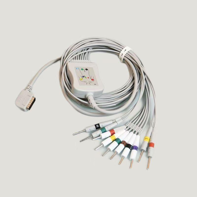 适用纳龙铃谦KANZ109/ECG108/K131加粗心电图机导联线15针十二导
