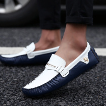 British trend Doudou shoes mens leather spring pedal mens shoes 2021 new summer lazy casual driving shoes
