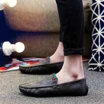 Korean version of Doudou shoes mens fashion all-match British lazy shoes Spring leather social guy mens driving shoes summer