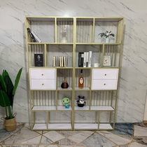 2021 Nordic new iron art wall shelves Living room floor display case leaning against wall bookcase light and luxurious room