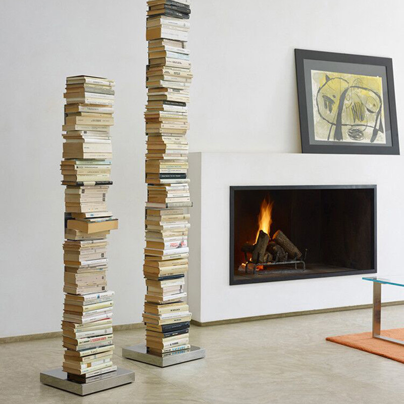 Nordic invisible bookshelf floor-to-ceiling creative vertical net red bookcase living room bedroom artistic sense small corner bookcase