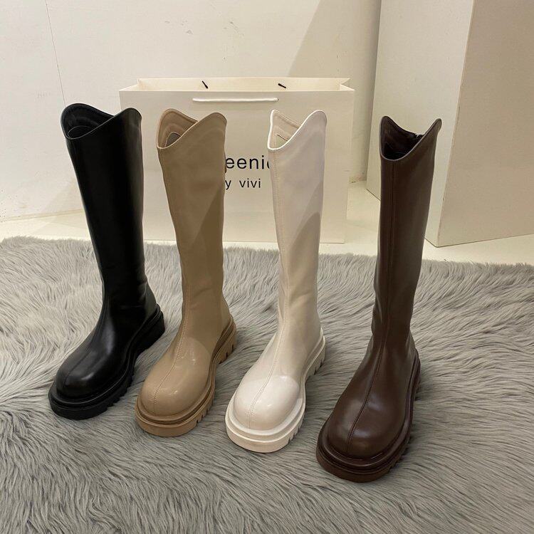 Korean version however knee-female long cylinder boots 2021 Winter new thick bottom long boots with velvet display slim net red riding boots