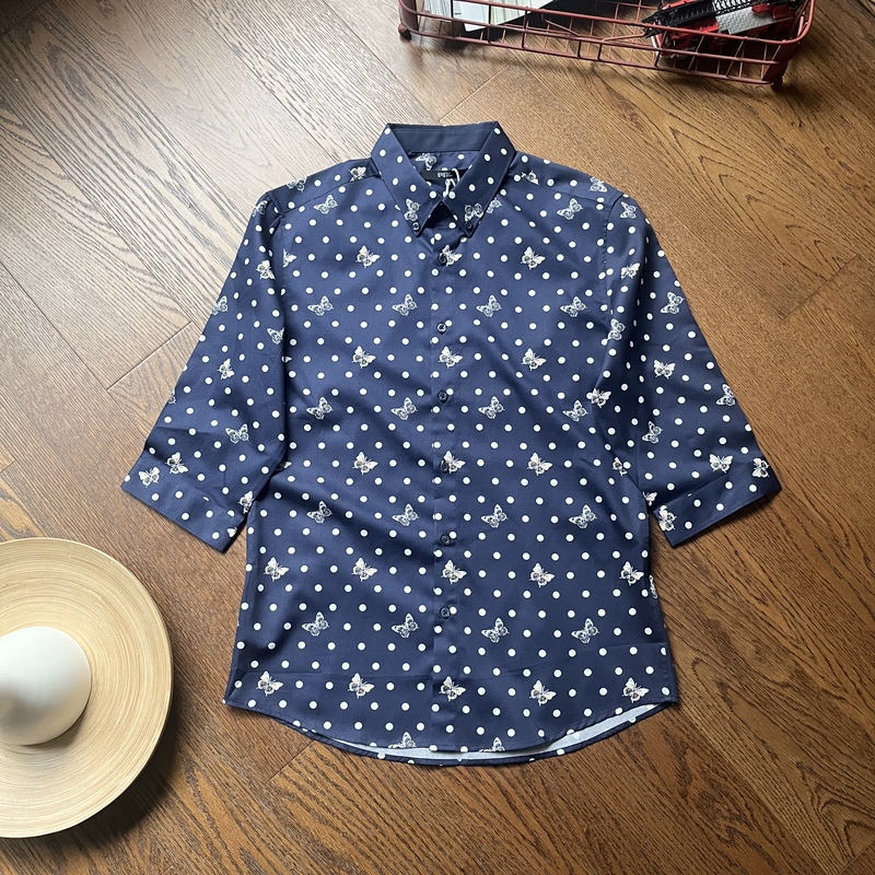 Gxg.Jeans Genuine Men's Fashionable Mid-Sleeve Shirt Casual Cotton Butterfly Polka Dot Print Shirt Gxg.Jeans Genuine Men's Fashionable Mid-Sleeve Shirt Casual Cotton Butterfly Polka Dot Print Shirt
