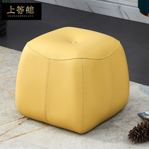 Leather sofa stool pedal living room small leather stool creative home door change shoe stool wear shoe stool light luxury Nordic low stool
