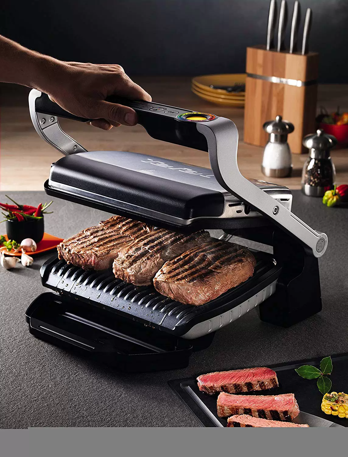 [британский закуп Tefal GC712D12 Optigrill plus базовая модель электрогриля]
