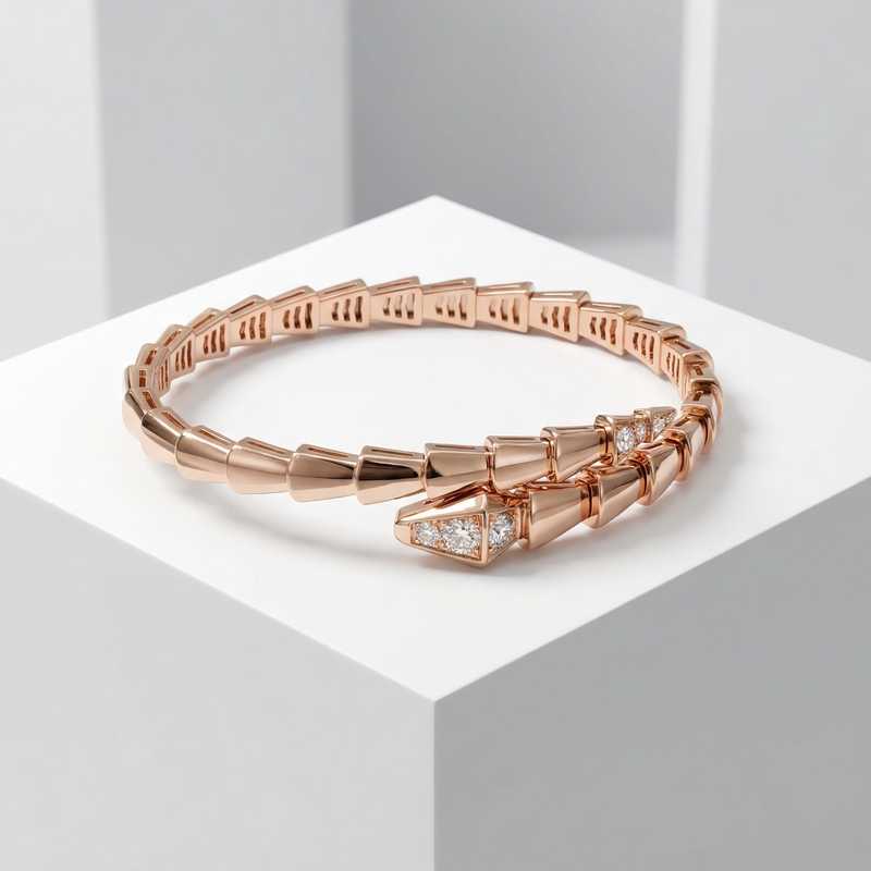 Rose Gold Snake Bracelet, Wide and Narrow Versions, Snake Bone Spirit Snake Bracelet, Snake Head Open Bracelet, Light Luxury Style Valentine's Day Gift Rose Gold Snake Bracelet, Wide and Narrow Versions, Snake Bone Spirit Snake Bracelet, Snake Head Open Bracelet, Light Luxury Style Valentine's Day Gift