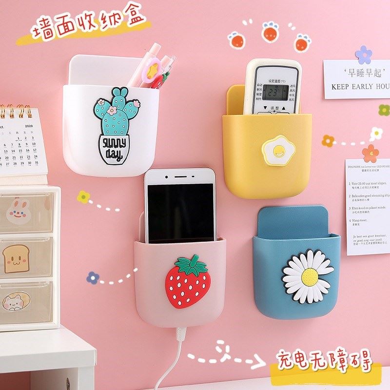 Mobile phone charging placement rack TV air conditioning remote control headboard wall adhesive shelve bathroom Kitchen