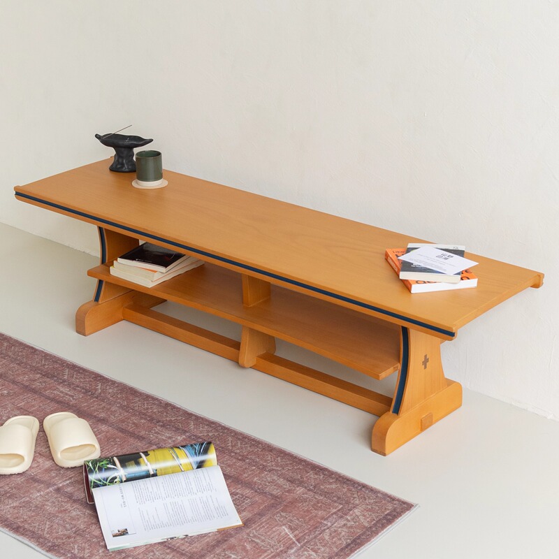 Tracing the Mountains |   Second-Hand Solid Wood Bench Storage Rack Coffee Table